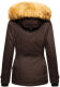 Navahoo Laura warme Damen Winterjacke mit Kapuze Schoko-Gr.XS