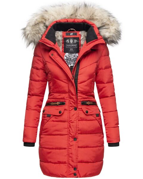 Navahoo Paula Damen Parka Winterjacke warm Gefüttert Rot Größe L - Gr. 40