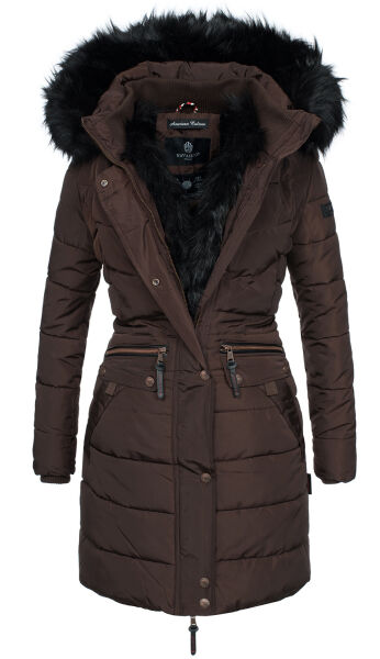 Navahoo Paula Damen Parka Winterjacke warm Gefüttert Schoko Größe XS - Gr. 34