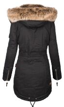 Navahoo Daria warme Damen Parka Winterjacke mit Kunstfell Kragen Schwarz Größe M - Gr. 38