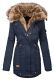 Navahoo Daria Ladies Parka with Faux Fur Collar Navy Size M - Gr. 38