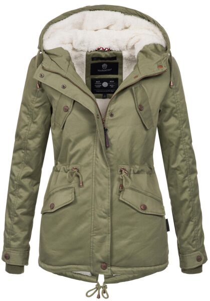 Marikoo Manolya Damen Parka Winterjacke mit Teddyfell Grün Größe XXL - Gr. 44