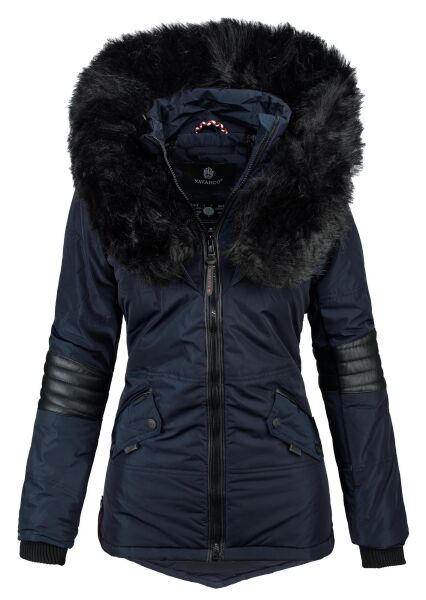 Navahoo Nirvana Damen Parka Winterjacke mit Kunstfell Navy Größe XS - Gr. 34