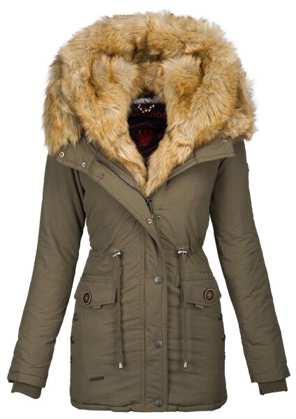 Navahoo Sweety 2 in 1 ladies parka winterjacket with fur collar - Green-Gr.S