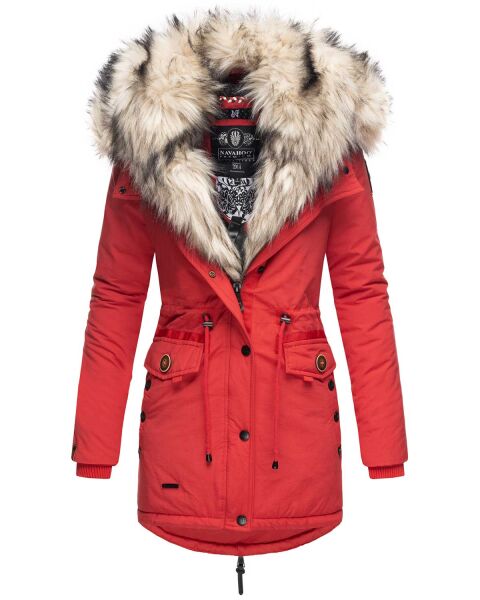 Navahoo Sweety 2 in 1 ladies parka winterjacket with fur collar - Red-Gr.XS