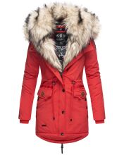 Navahoo Sweety 2 in 1 ladies parka winterjacket with fur collar - Red-Gr.XS