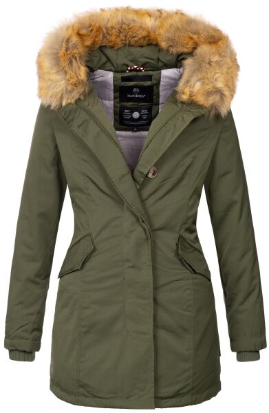 Marikoo Karmaa Damen Parka Winterjacke warm gefüttert Grün Größe S - Gr. 36