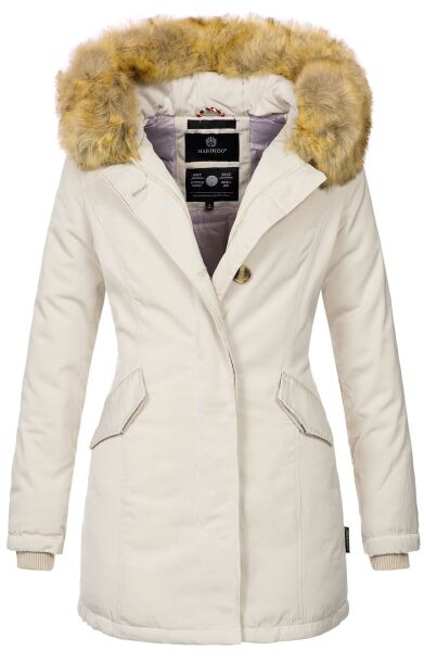 Marikoo Karmaa Damen Parka Winterjacke warm gefüttert Beige Größe S - Gr. 36