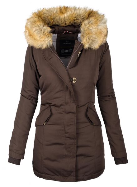 Marikoo Karmaa Damen Parka Winterjacke warm gefüttert Schoko Größe XS - Gr. 34