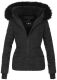 Navahoo Adele Damen Winterjacke warm gefüttert Teddyfell Schwarz Größe S - Gr. 36
