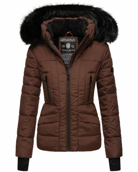 Navahoo Adele ladies winter jacket warm lined teddy fur - Schoko-Gr.XL
