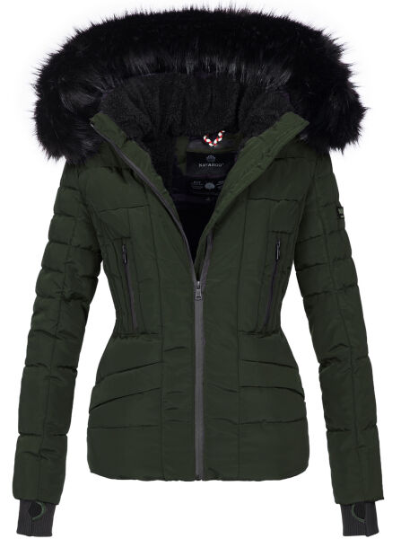 Navahoo Adele Damen Winterjacke warm gefüttert Teddyfell Grün Größe XL - Gr. 42