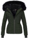 Navahoo Adele Damen Winterjacke warm gefüttert Teddyfell Grün Größe XL - Gr. 42