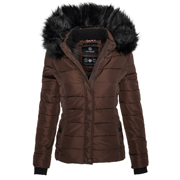 Navahoo Miamor Damen Winter Steppjacke gefüttert mit Teddyfell Schoko Größe XS - Gr. 34