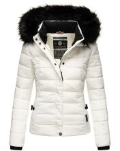 Navahoo Miamor Damen Winter Steppjacke gefüttert mit Teddyfell Weiss Größe S - Gr. 36
