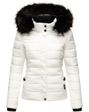 Navahoo Miamor Damen Winter Steppjacke gefüttert mit Teddyfell Weiss Größe S - Gr. 36
