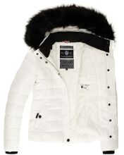 Navahoo Miamor Damen Winter Steppjacke gefüttert mit Teddyfell Weiss Größe S - Gr. 36