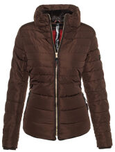 Marikoo Amber Damen Winter Steppjacke gefüttert mit kuschligem Teddyfell Schoko Größe XXL - Gr. 44