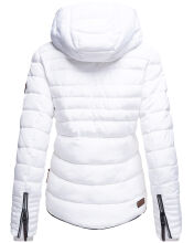 Marikoo Amber Damen Winter Steppjacke gefüttert mit kuschligem Teddyfell Weiss Größe S - Gr. 36