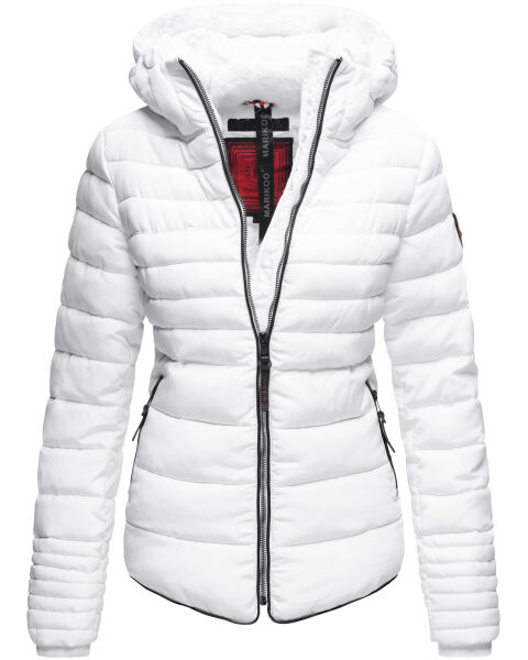 Marikoo Amber Damen Winter Steppjacke gefüttert mit kuschligem Teddyfell Weiss Größe XXL - Gr. 44