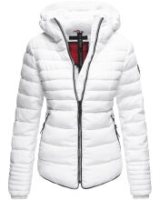 Marikoo Amber Damen Winter Steppjacke gefüttert mit kuschligem Teddyfell Weiss Größe XXL - Gr. 44