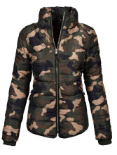 Marikoo Amber Damen Winter Steppjacke gefüttert mit kuschligem Teddyfell Camouflage Größe XXL - Gr. 44