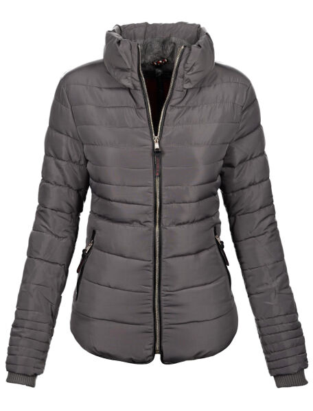 Marikoo Amber Damen Winter Steppjacke gefüttert mit kuschligem Teddyfell Grau Größe XXL - Gr. 44