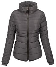 Marikoo Amber Damen Winter Steppjacke gefüttert mit kuschligem Teddyfell Grau Größe XXL - Gr. 44