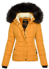 Navahoo Miamor ladies winter quilted jacket with teddy fur - Yellow-Gr.L