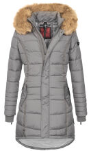 Navahoo Papaya Damen gesteppte Winterjacke mit Doppelzipper und gefüttert Grau Größe L - Gr. 40