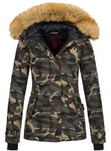 Navahoo Laura warme Damen Winterjacke mit Kapuze Camo-Gr.XS