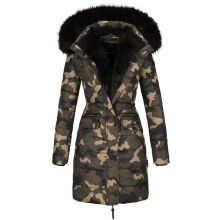 Navahoo Paula Damen Parka Winterjacke warm Gefüttert Camouflage - Army Größe XXL - Gr. 44