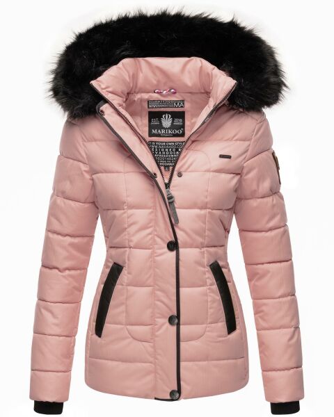 Marikoo Warm Ladies Winter Jacket Quilted Jacket Winterjacket Quilted Parka NEW B391 Pink Size XS - Size 34