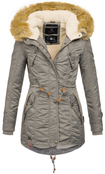 Navahoo LaViva warme Damen Winterjacke mit Teddyfell Grau Größe S - Gr. 36
