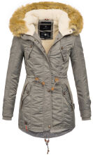 Navahoo LaViva warme Damen Winterjacke mit Teddyfell Grau Größe S - Gr. 36