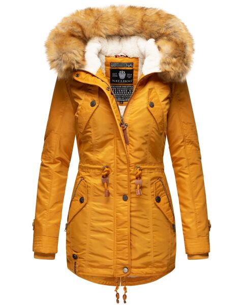 Navahoo LaViva warm ladies winter jacket with teddy fur Yellow-Gr.XXL
