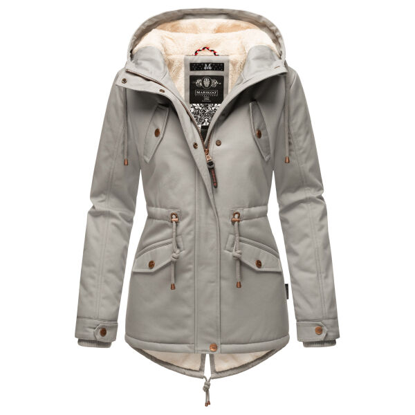 Marikoo Manolya Damen Parka Winterjacke mit Teddyfell Grau Größe S - Gr. 36