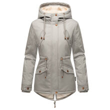 Marikoo Manolya Damen Parka Winterjacke mit Teddyfell Grau Größe L - Gr. 40