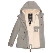 Marikoo Manolya Damen Parka Winterjacke mit Teddyfell Grau Größe L - Gr. 40