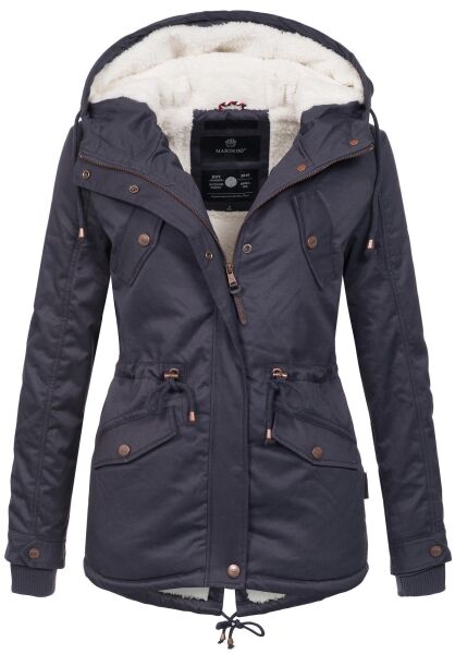 Marikoo Manolya Damen Parka Winterjacke mit Teddyfell Lila Größe XL - Gr. 42
