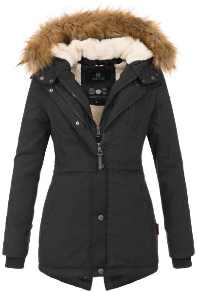 Marikoo Akira warme Damen Winterjacke mit Kapuze Schwarz Größe XS - Gr. 34