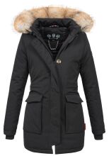Navahoo Schneeengel Damen Winterjacke warm gefüttert mit Kapuze Schwarz Größe XS - Gr. 34
