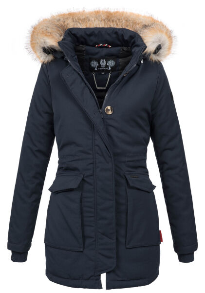 Navahoo Schneeengel Damen Winterjacke warm gefüttert mit Kapuze Navy Größe S - Gr. 36