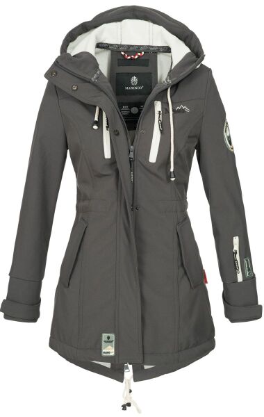 Marikoo Zimtzicke Damen lange Softshell Jacke B614 Dunkelgrau Größe S - Gr. 36