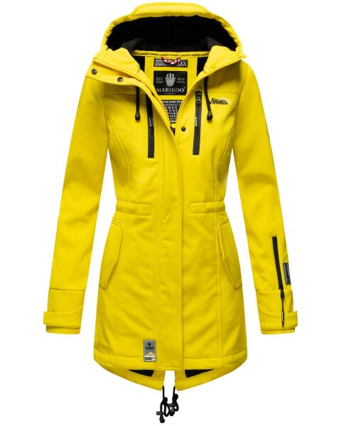 Marikoo Zimtzicke Damen lange Softshell Jacke B614 Gelb Größe XS - Gr. 34
