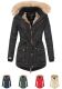 Marikoo Grinsekatze Damen lange Winterjacke mit Kapuze