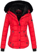 Marikoo Lotus warme Damen Winterjacke gesteppt mit Kunstfell Rot Größe XXL - Gr. 44