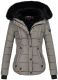 Marikoo Lotus warme Damen Winterjacke gesteppt mit Kunstfell Grau Größe XS - Gr. 34
