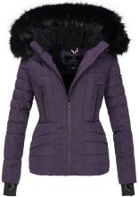 Navahoo Adele Ladies Winter Jacket Warm Lined Teddy Fur Quilted Winterjacket B361 Violet Size XS - Size 34