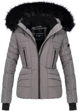 Navahoo Adele Damen Winterjacke warm gefüttert Teddyfell Grau Größe XS - Gr. 34